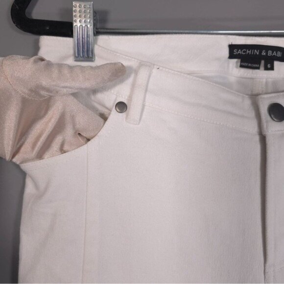 SACHIN & BABI Women’s White Jeans Red Ankle Mesh Detail 515P17-521 Size 6‎ - Picture 11 of 14